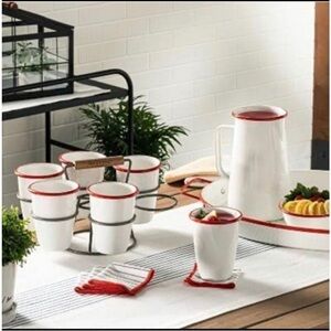 Hearth & Hand Orange & White Metal 7 Piece Drink Caddy